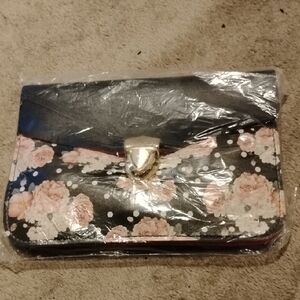 Floral Black Clutch